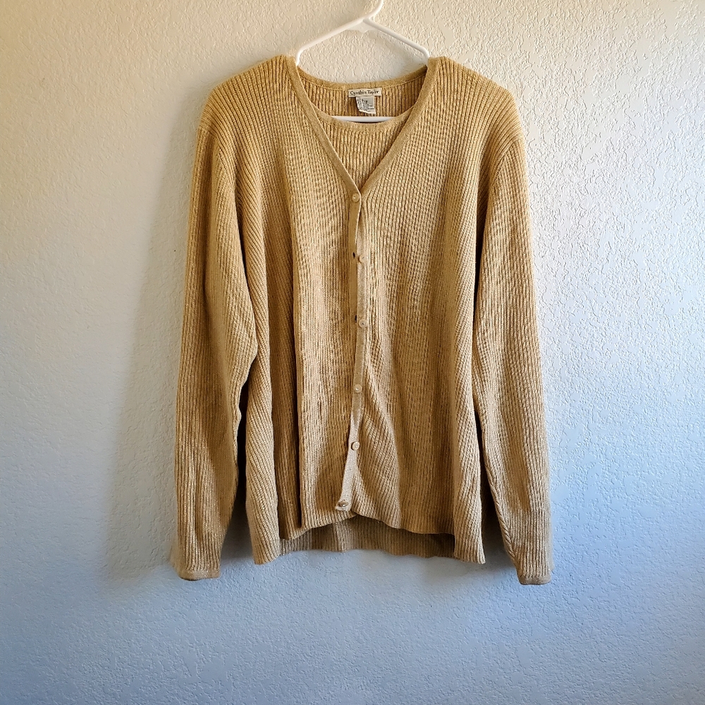 Cynthia Taylor Tank and Cardigan Gold Church Christmas New Year